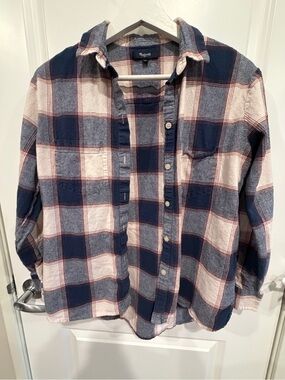 Madewell Navy, Cream & Red Plaid Shirt